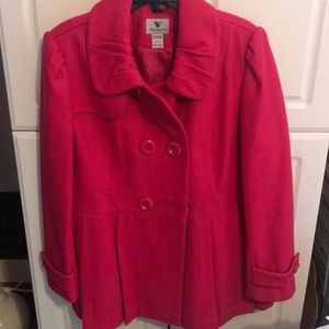Bright pink wool coat